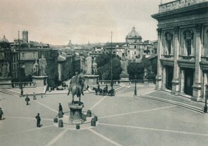 Piazza del Campidoglio med statyn av Marcus Aurelius, Rom, Italien, 1927