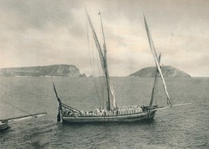 Segelbåt i hamnen i Neapel, Italien, 1927 av Eugen Poppel