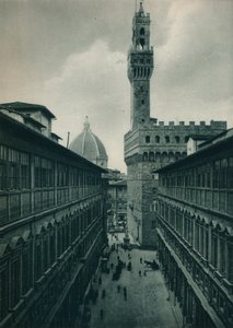 Palazzo Vecchio från Uffizierna, Florens, Italien, 1927 av Eugen Poppel