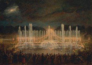 Frankreich, Versailles, Nocturne in Versailles (Les grandes eaux à Versailles) von Eugene Louis Lami