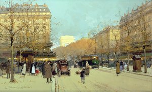 Boulevard Haussmann, i Paris (gouache på papper) av Eugene Galien Laloue