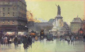 Republic Square, Paris av Eugene Galien Laloue
