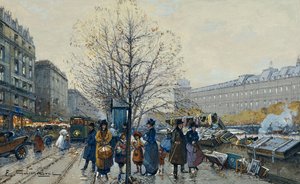 Quai Malaquais, Paris av Eugene Galien Laloue
