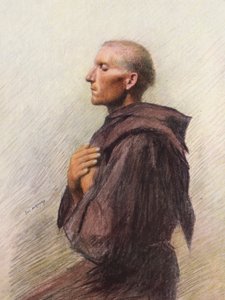 Broder Bernard av Quintavalle (färglitografi)