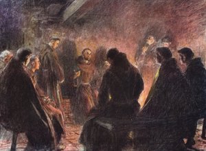 S:t Franciskus och bröderna Tal om Gud (färglitografi)