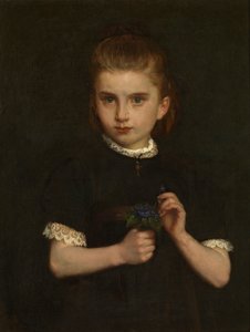 Flicka som håller violer (olja på duk) av Eugene (attr. to) Siberdt