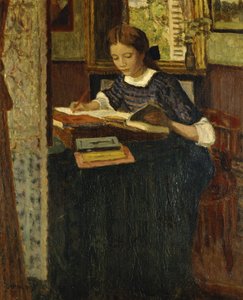Flicka som skriver; Ung flicka som skriver av Eugene Antoine Durenne