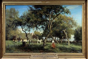 Plocka äpplen i Normandie 1865. Målning av Eugene Lavieille (1820-1889)