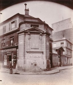 Fontaine des Haudriettes, hörnet av rue des Archives och rue des Haudriettes, 3:e arrondissement, Paris (s/v foto) av Eugène Atget