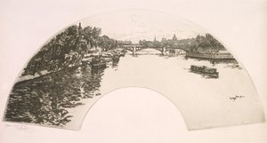 Fan, Seinen sett från Pont Royal (Éventail, La Seine vue du Pont Royal) av Eugene Bejot