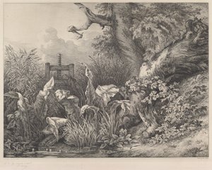 Vattenbrygga och odlingar vid en sluss av Eugene Bléry
