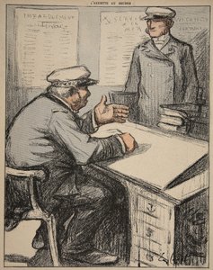 Två sjöfartsherrar på sina kontor, illustration från 
