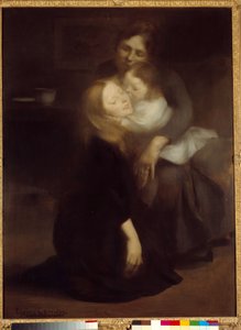 Intimitet eller storasyster Målning av Eugene Carriere (1849-1906) 1800-talets sön. 1,3x0,99 m Paris, musee d