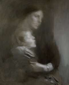 Moderskap (lidande) (olja på duk) av Eugène Carrière