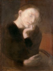 Meditation par Carriere, Eugene (1849-1906), ca 1892 - Olja på duk, 65,5x48,7 - Ohara Museum of Art, Kurashiki av Eugène Carrière