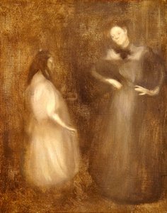 Mor och dotter, fiollektionen (olja på duk) av Eugène Carrière