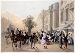 Boulevard des Italians, Cafe Tortoni i Paris på 1800-talet Gravyr av Eugene Guerard