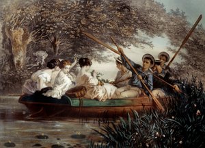 Båtturen Litografi av Eugene Guerard (1821-1866) Privat samling från 1800-talet