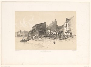 Riverside med hus och vattenkvarn Pittoreska landskap (serietitel) Croquis pittoresques (serietitel på objekt) av Eugene Ciceri
