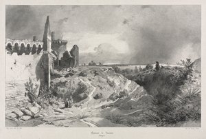 Pittoreska och romantiska resor i det antika Frankrike. Bretagne: Chateau de Susinio av Eugene Ciceri