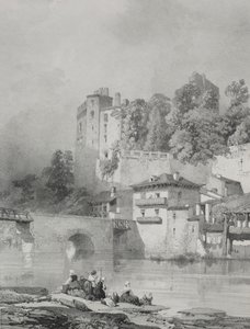 Pittoreska och romantiska resor i det antika Frankrike. Bretagne: Chateau de Clisson. av Eugene Ciceri