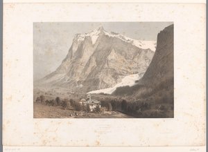 Utsikt över Grindelwald Grindelwald (titel på objekt) Visningar i Schweiz, Savojen och Tyrolen (serietitel) La Suisse, la Savoie et le Tyrol (serietitel på objekt) av Eugene Ciceri