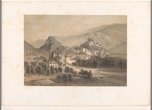 Utsikt över Sion i Rhônes dal Zion (titel på objekt) Visningar i Schweiz, Savojen och Tyrolen (serietitel) La Suisse, la Savoie et le Tyrol (serietitel på objekt) av Eugene Ciceri