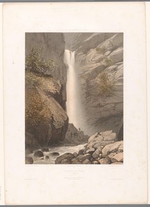 Utsikt över vattenfallet Dard Cascade du Dard (titel på objekt) Ansikten i Schweiz, Savojen och Tyrolen (serietitel) La Suisse, la Savoie et le Tyrol (serietitel på objekt)
