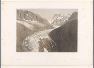 Utsikt över Mer-de-Glace-glaciären i Chamonix La Mer de Glace, Chamonix (titel på objekt) Ansikten i Schweiz och Savoy (serietitel) La Suisse et la Savoie (serietitel på objekt) av Eugene Ciceri