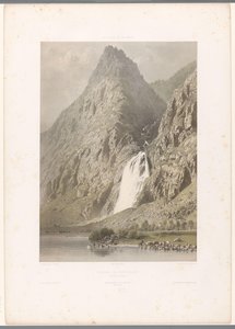 Utsikt över vattenfallet Pissevache Cascade de Pissevache (titel på objekt) Ansikten i Schweiz och Savoy (serietitel) La Suisse et la Savoie (serietitel på objekt) av Eugene Ciceri