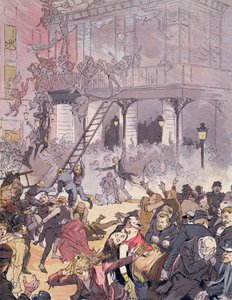 Brand på Opera Comique, 25 maj 1887 (färg litho)