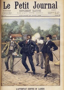 Mordförsök på Fernand Labori, en av advokaterna som försvarade Alfred Dreyfus vid hans andra krigsrätt i Rennes "Le Petit Journal", augusti 1899.