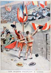 Franska sjömän tittar på ett tjurfäktning, Xeres, Spanien, 1899 av Eugene Damblans