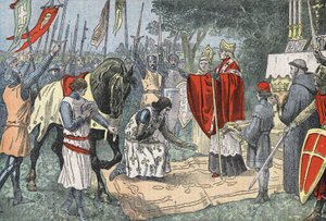 Philippe Auguste före slaget vid Bouvines den 27 juli av Eugene Damblans