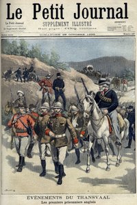 Sydafrika - Boerkriget. Transvaals evenemang. De första engelska fångarna tillfångatagna av boerna. Ritning av Damblans. "" Le Petity Journal", 29 oktober av Eugene Damblans