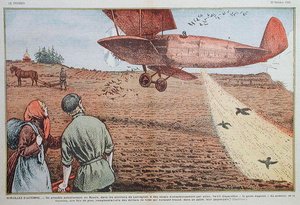 Sådd frön från ett flygplan i Sovjetryssland, illustration för tidningen 