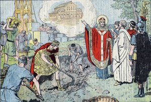 Den romerske kejsaren Konstantin I (272-337), efter sitt dop av påven Sankt Sylvester, beslöt att bygga den Helige Frälsarens basilika i Lateran (idag Johannes av Laterano, San Giovanni in Laterano), som invigdes 324, och tog tolv korg av Eugene Damblans