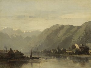 En schweizisk sjö, 1838-90 av Eugene Deshayes