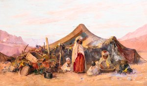 Nomadläger i södra Algeriet (olja på trä)