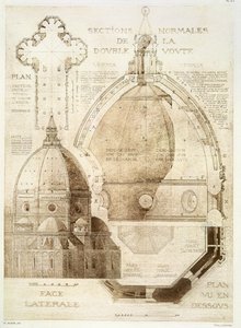 Plan, sektion och höjd av Florens katedral, från 