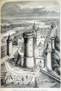 Le chateau de Coucy, restaurerad - gravyr från skissen//av Eugene Viollet-le-Duc (Viollet le Duc) (1814-1879) - "" Le Monde illustrious""" av 1858-05-08. av Eugene Emmanuel (after) Viollet-le-Duc
