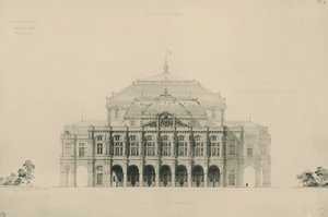 Frankrike, Paris, Design inlämnad av Viollet le Duc i tävling om byggandet av ett nytt operahus i Paris av Eugene Emmanuel Viollet le Duc