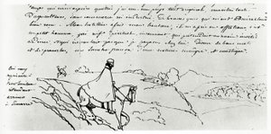 Viollet-le-Duc på sina resor genom Frankrike (bläck på papper) av Eugene Emmanuel Viollet le Duc