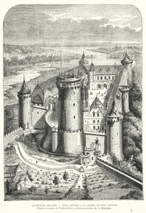 Chateau de Coucy, Picardie, Frankrike, efter dess restaurering på 1800-talet av Eugene Viollet-le-Duc