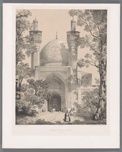 Chahar Bagh-skolan i Isfahan Moské-Sultan-Hussein Ispahan (titel på objekt) Persiska landskap (serietitel) Perse modern (serietitel) av Eugene Flandin