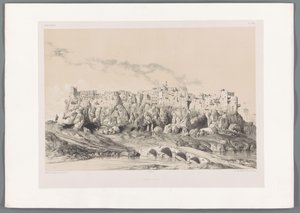 Utsikt över slottet Izadkhvast Yezd-i-Kast (titel på objekt) Persiska landskap (serietitel) Perse modern (serietitel) av Eugene Flandin