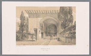 Kiosk van Fin Garden i Kashan Fin-Fins kiosk nära Kachan (titel på objekt) av Eugene Flandin