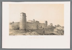 Versterkt dorp Taghrud Befäst by Tégarout (titel på objekt) av Eugene Flandin
