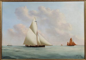 Yacht Sylphe i regatta. Målning av Eugene Margueritte-Grandin dit Eugene Grandin (1833-1916)