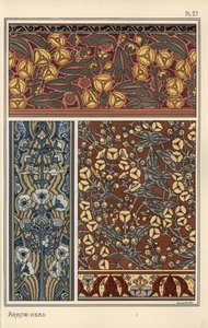 Pilspets, Sagittaria sagittifolia, som designmotiv i tapeter och tygmönster av Eugene Grasset
